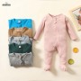 Conyson Spring Design Soft Toodle Infant Comfortable One Piece Clothes Knitted Pullover Long Sleeved Solid Zip Baby Foot Romper