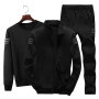 Men Casual Sports Suits Oneck Sweater Cardigan Coat Long Pants Three Pieces Outfits Allmatch Loose Sport Running Jogging Sets