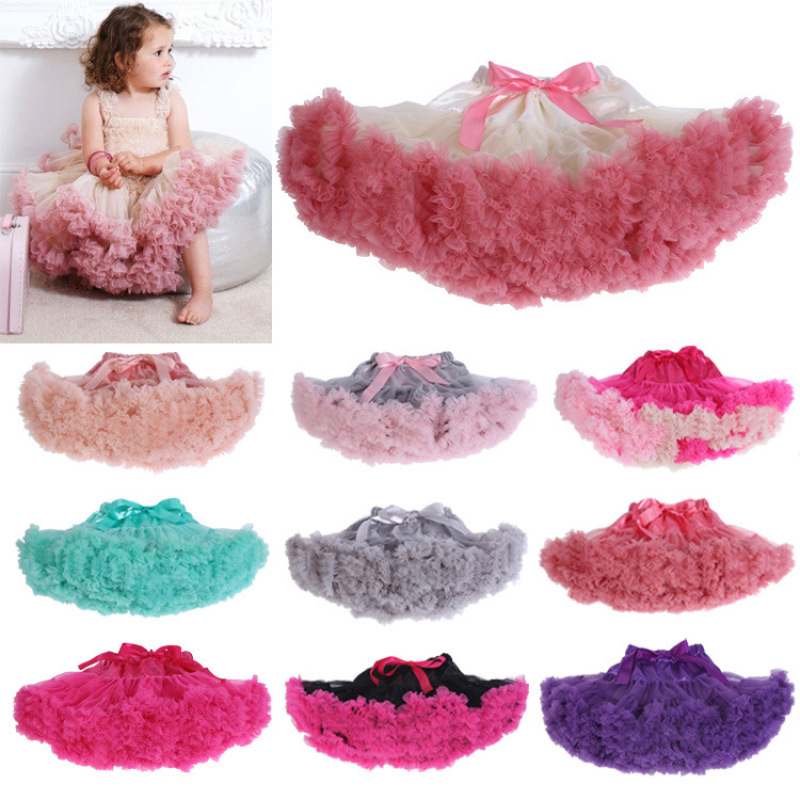 Conyson Wholesale Patchwork Girl Dress Dance Mini Ruffles Birthday Princess Kids Solid Skirts Ball Gown litter Girls Tutu Skirt