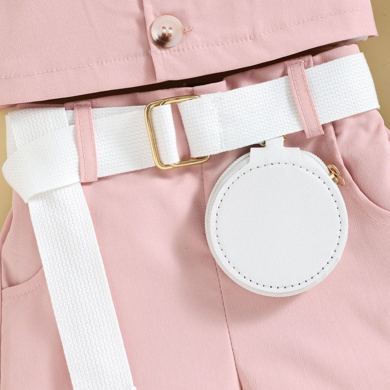 Conyson Wholesale Hot Fashion Summer Kids Clothes Short Sleeve Suit Shorts Bag 2pcs Little Girls Clothes Set for Kids Outfit