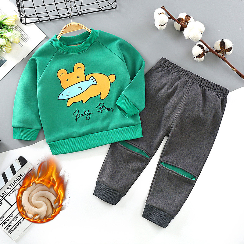 High Quality 1-7 Years Cartoon Knitted Girls Fall 2 Piece Clothing Sets Track Suit For Kids