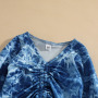 Conyson 1-6Y Summer Fashion Kids Girls 2pcs Clothes Sets Tie-Dye Printed Long Sleeve Bandage T Shirts+Pants Clothing