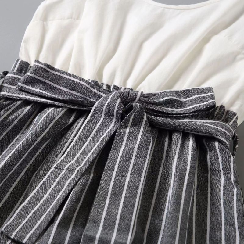 Conyson Wholesale Spring Summer Knitting Polyester Parent Child Clothing High Quality Organic Family Matching White Clothes