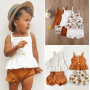 Conyson 0-3Y Summer Fashion Infant Girls Clothes Knit Sleeveless Top Flower Shorts Two Pieces Baby Girls Outdoor Outfits