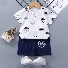Conyson Casual Style Kids Boys Girls Spring Summer 100% Cotton Short Sleeve Children Clothing Sets Boys Cartoon T-shirt Set