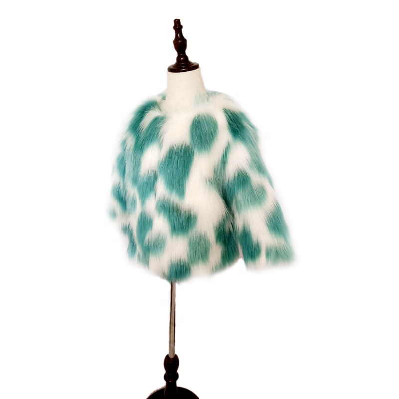 New Autumn And Winter Kids Lovely Warm Plush Coat Girls Colorful Faux Fur coat jacket