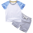 Daytime blue + gray color matching short T suit