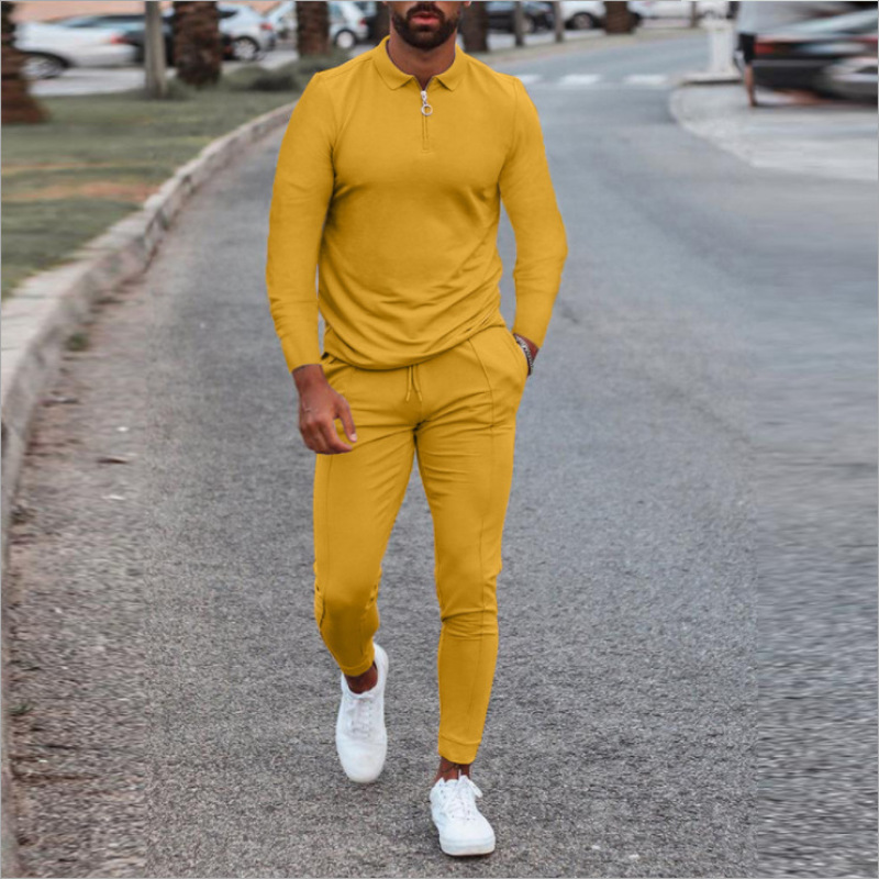 High Quality Custom Logo Men Sportswear Casual Gym Outfits 2 Piece Tracksuit Solid Zipper Sweatshirt Pants Slim Fit Suits
