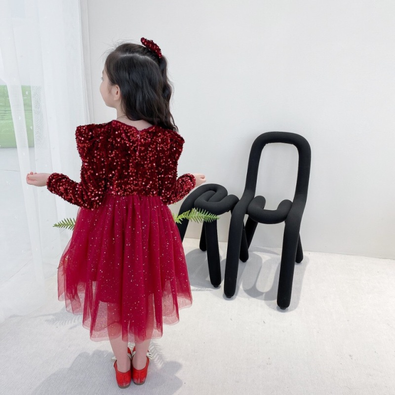 Spring Sequins Dress Kids Clothes Girls Elegant Formal Ball Gown For Girls Child Party Prom Dress Tulle Tutu Princess Dress