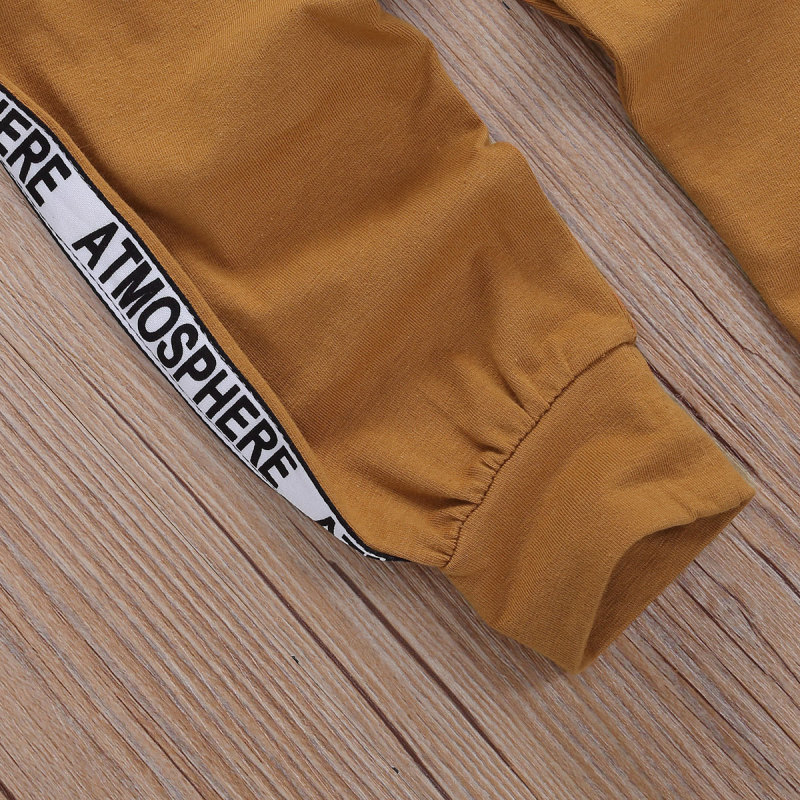 Conyson Wholesale Casual Kids Boys Clothing Sets Letter Printing Long Sweater Jogger Pants 2 Piece Boy Tracksuit Outfits