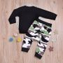 Conyson Casual Long Sleeve Top Army Trousers Outdoor Outfits Black Letter T-shirt Camouflage Short Pants Baby Boy Suit 2Pcs Sets