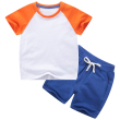 White orange + blue color matching short T suit