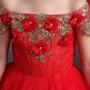 Luxury V Neck Red Short Sleeve Wedding Dress Flower Girl Dresses Kids Apparel Clothes Girl Dress