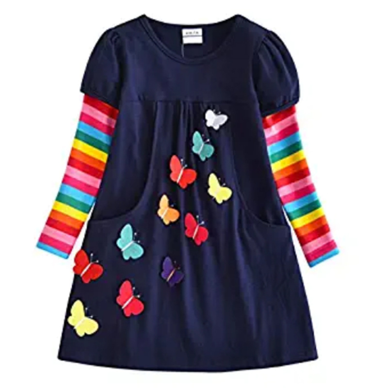 High Quality Winter Soft And Comfortable Toddler Clothes Long Sleeve Organic Cotton Girl Child Dresses for kids 2-8 years