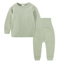 Custom Children Plain Color Ribbed Cotton High Quality Kids cotton Sleepwear Pajama Sets