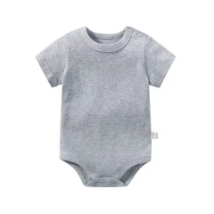 Conyson Wholesale Soft Babi Kids Rompers Unisex Baby Clothes Casual Solid 100% Cotton Short Sleeves Newborn Jumpsuits