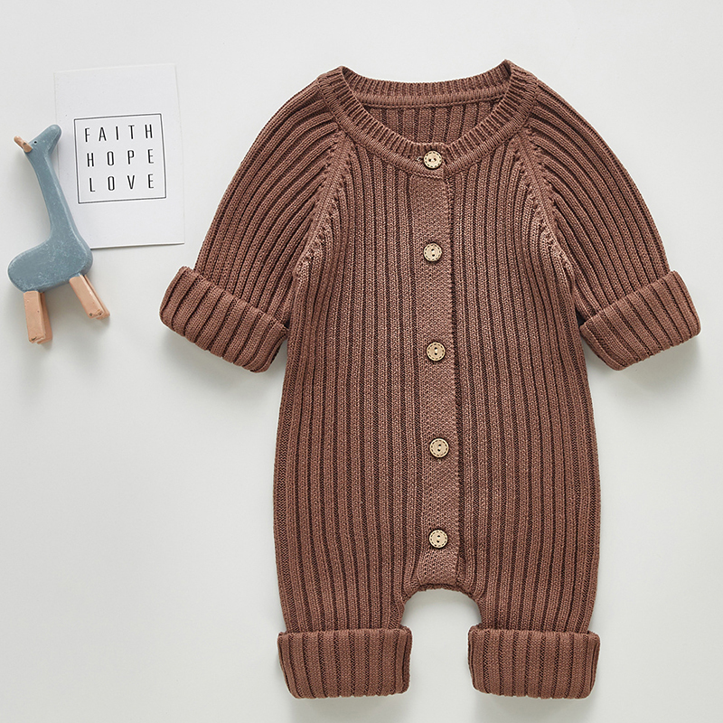 2022 Autumn Baby Romper Knitted Newborn Girls Boys Jumpsuit Outfit Solid Toddler Children Clothing Long Sleeve One Piece