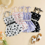 Conyson Wholesale Kids Clothes Summer Sleeveless Heart Printed Baby Little Girls Halter Casual Dress Shorts Outfit Hot Fashion
