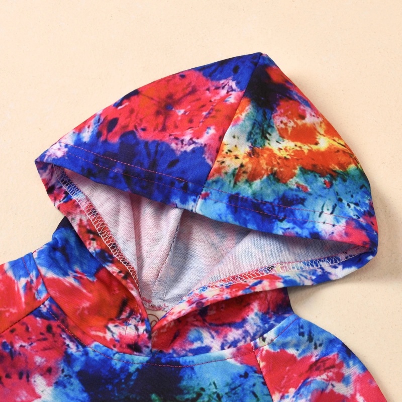 Factory Supply Wholesale Tie-Dye Elastic Knitted Kids Track Suits Little Baby Girls' Clothing Sets
