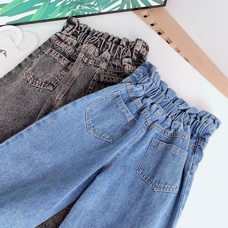 Conyson Kids Girls Wide-legged Jeans Spring Fall Children Loose Straight Soft Denim Pants Chubby Baby Girl High Waist Blue Jeans