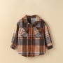 Fashion Autumn Children Girl Boy Warm Coat Plaid Long Sleeve Pocket Button Turn-down Collar Shirts Coat Jacket Tops Outwear
