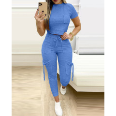Conyson 2023 High Quality Women Jogger Sweat Shirt Matching Plain Set Clothing 2 Piece Tracksuit Set Women And Ladies Summer set
