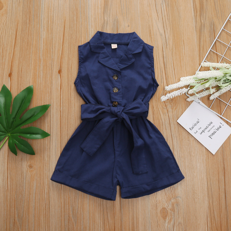 Conyson Hot Selling Multi-Color Girls Sleeveless Western Kids Girls 2-7Y Single Breasted One-Piece Shorts Climbing Girl Suit