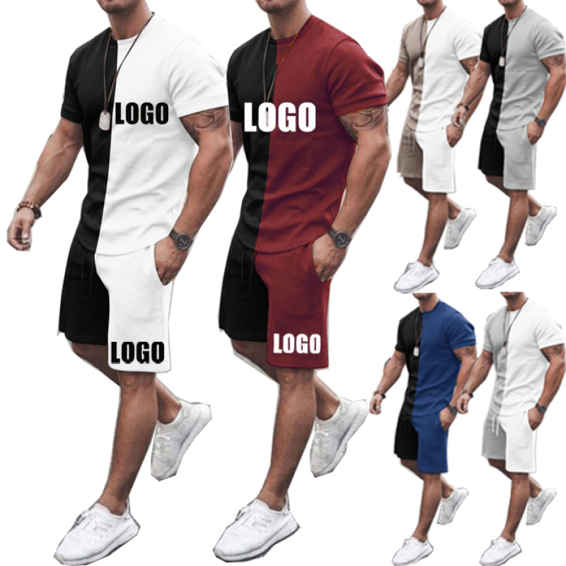 hot sale designers Custom logo Made Outdoor men's fashion jogger Clothes suit clothing summer two-piece adult t-shirts short Set