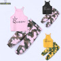 Conyson fashion boutique Baby suit Spring summer casual Sleeveless print vest kids clothing girls cotton Camouflage clothes Set