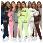 Wholesale Hot Sale High Quality Custom Sport Gym Pullover Plain Workout sweatsuit 2 Pieces Crop Top Oversized Women's Set