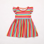 Conyson New Hot Sale Summer Kids Clothing Cotton Colorful Rainbow Striped Sleeveless Ruffle Sleeve Princess Vest Sweet Dress