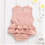 Conyson ins hot sale summer fashion linen Sleeveless pure color toddler kids clothing Rompers wear new born baby clothes rompers