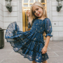 Conyson Summer Smocked Dress For Girls Sequin Ruffle Short Sleeve Clothes Children New Fashion Chiffon Party Princess Costume