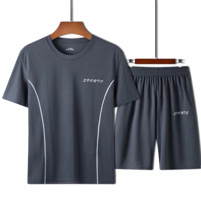 Conyson Summer Oversized Quick Dry Short Sleeve Round Neck Pullover Men Short Set T Shirt and Short Suit Men's 4xl Shirt Sets