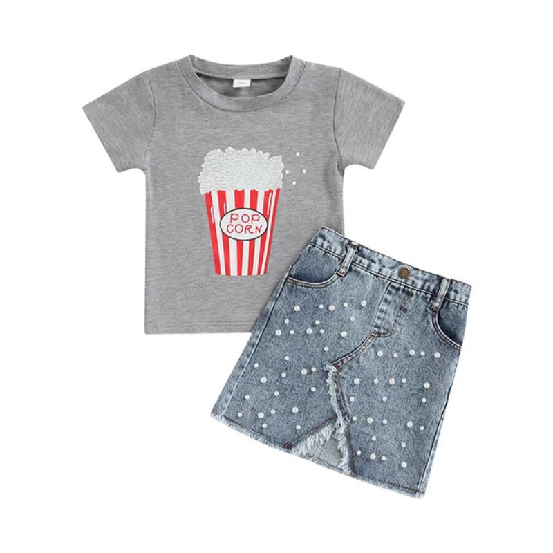 Conyson New Arrival Summer Tulle Puff Bubble Short Sleeve Black O-neck Blouse Plaid Mini Zipper Skirt Set Toddler Girls Outfits