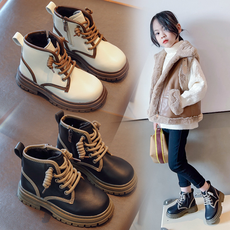 Conyson rts wholesale winter Korean fashion design children Non-slip kids girl Outdoor snow walking warm fur Martin boot shoes
