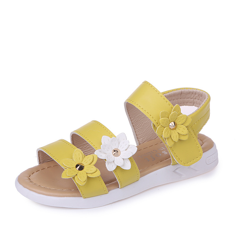 Conyson hot sale fashion summer rts Korean designer children hook & loop toddler girl fashion princess flower sandals kids shoes