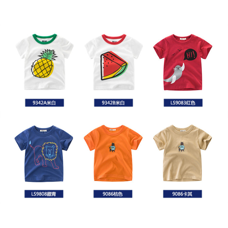 2021 Hot Sale Fashion Short Sleeve  Cartoon Printing Cotton Kids T-Shirt Baby outfits