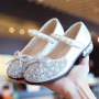 Conyson Hot Sale Spring Summer Princess Glass Slipper Diamond Casual Glitter Children Leather Mary Jane Shoes for Kids Girls