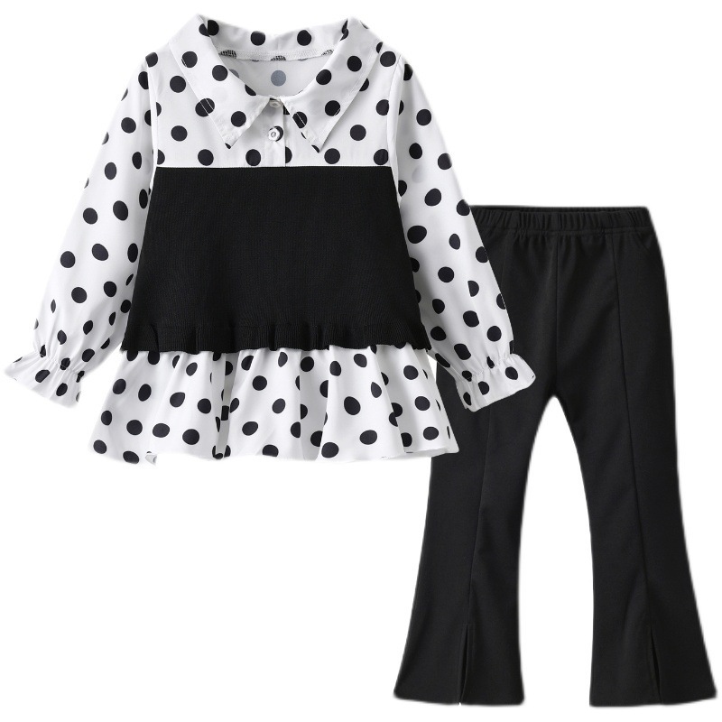 Conyson Hot Sale Spring Two Piece Outfits Dress + Bell-bottomed Pants Cute Baby Girl Clothes Kids Casual Wear Kids sets