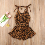 Conyson Summer Infant Baby Girls Clothing Leopard Overalls 4 Colors Sleeveless Button Shorts Jumpsuits Fashion Outfits