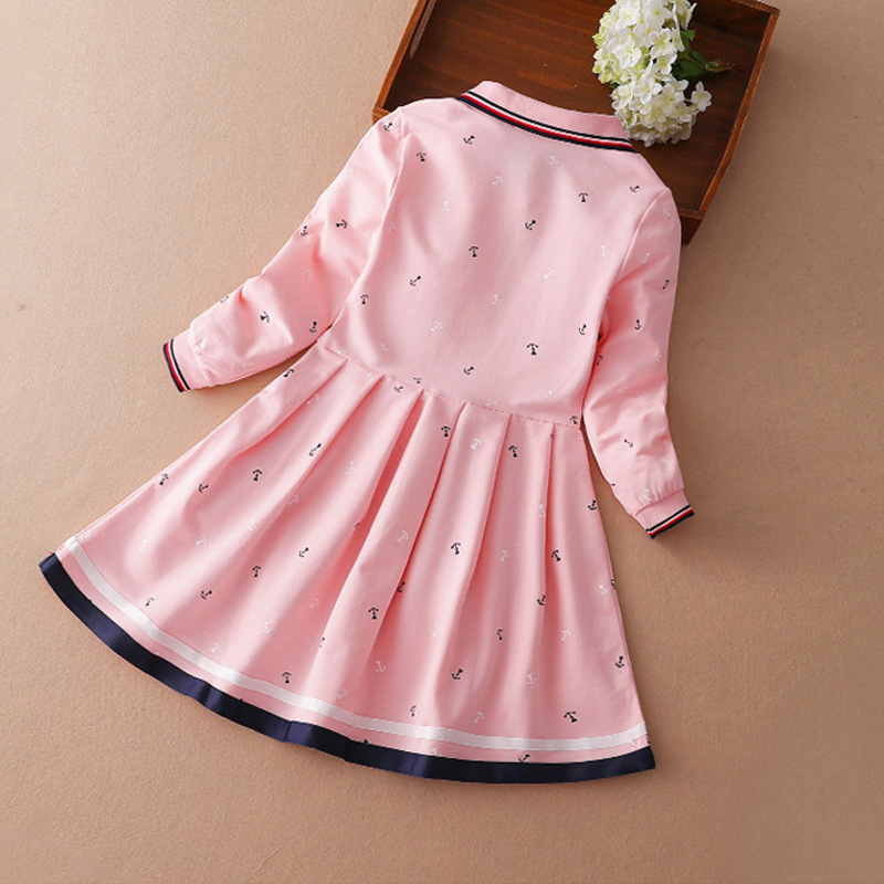 Spring Autumn Kids Clothes Baby Infant Girls Cotton Long Sleeve Dresses Full-Sleeved Dresses Polo Casual Dresses Wholesale
