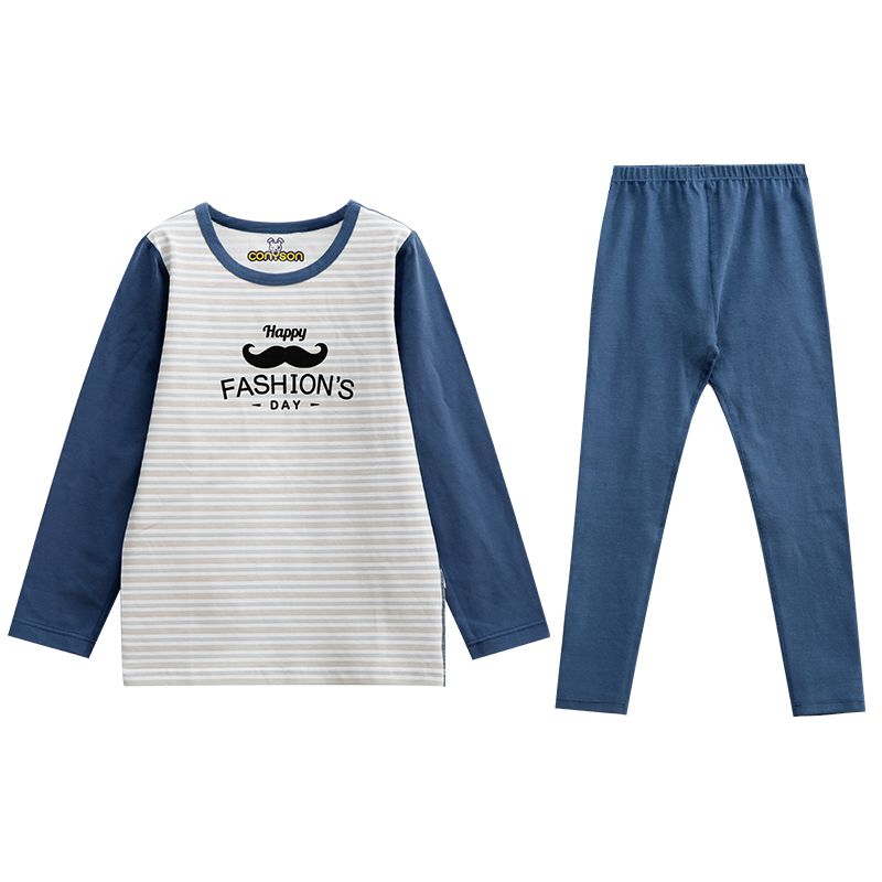 Soft And Comfortable Long Sleeve Cartoon Knitted Teen Kids Boy's Sleepwear Korean Pajama Set