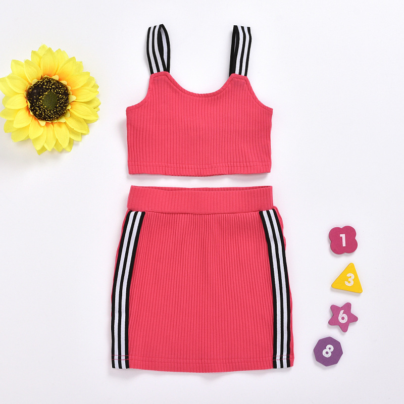 Sleeveless Vest Skirts Kids Girls 2pcs Summer Boutique Kids Clothing Set Cotton Skirt Set Baby Girl Clothes