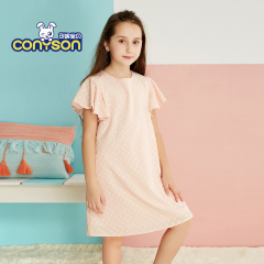 Modern Sleeveless O-Neck Knee-Length Dot Print Summer Girl Cotton Simple Design Dresses Wholesale Latest