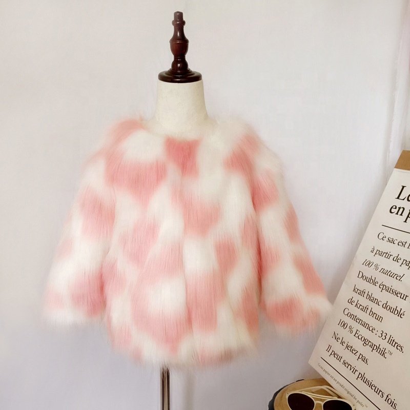 New Autumn And Winter Kids Lovely Warm Plush Coat Girls Colorful Faux Fur coat jacket