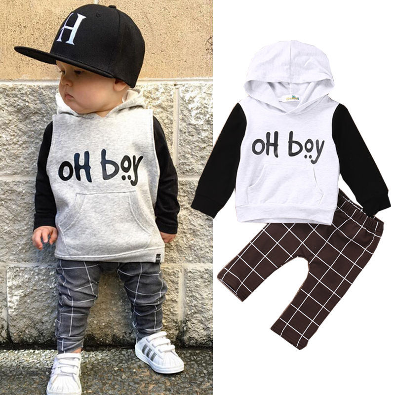 Autumn Winter 2pcs Toddler Infant Newborn children's Kids Boy Clothes Set Hoodies Long Sleeve Shirt Pants Leggings 2Pcs Outfits