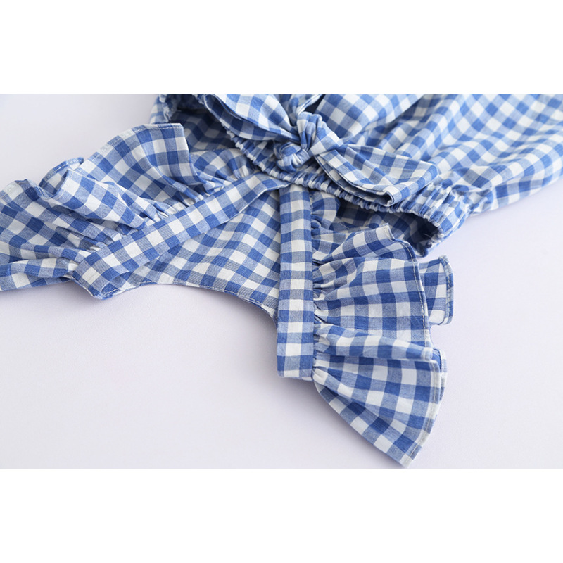 Conyson Summer Dress Design Ruffle Prom Formal Fairy Flying Sleeve Party Dress Bow Plaid Backless 2-8Y Easter Kids Girl Dress