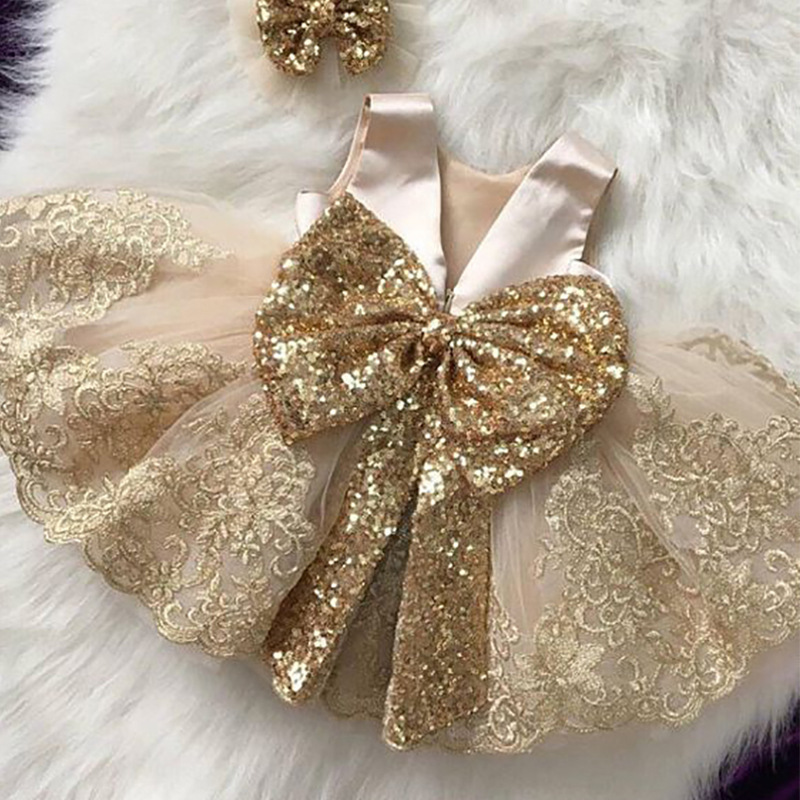 Spanish Kid Clothing Flowers Girls Princess Dress High Quality Girls Baby Sequin Big Bow Birthday Party Dress Design