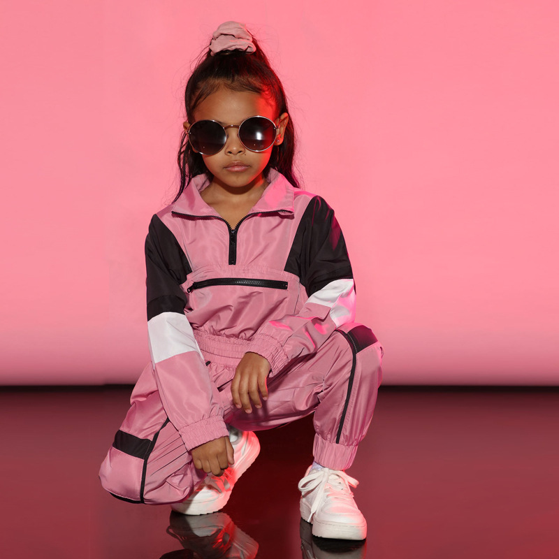 Conyson New Fashion Kids Clothing Spring Windbreaker Long Sleeve Jacket Biker Set Long Pants Two Pieces Tracksuits Sets
